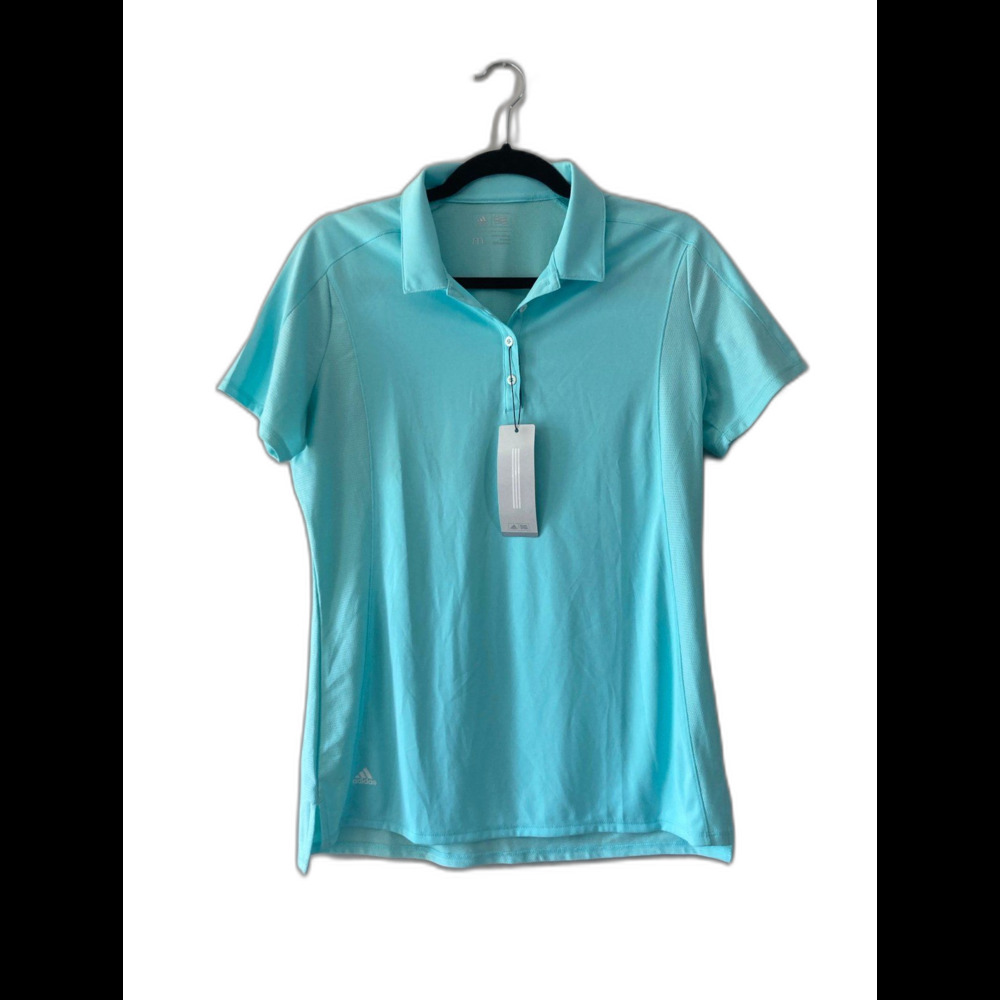 Adidas Women’s Short Sleeve Athletic Golf Polo Aqua Blue Medium NWT